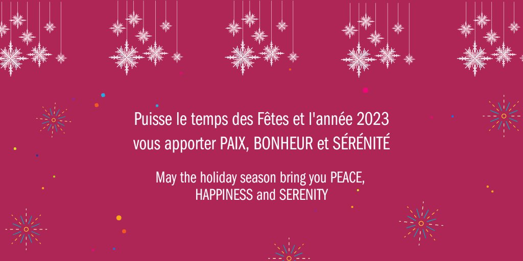 Le Y des femmes de Montréal vous souhaite que l'année 2023 soit marquée par la paix, le bonheur et la sérénité ! Joyeux temps des Fêtes à toutes et à tous !