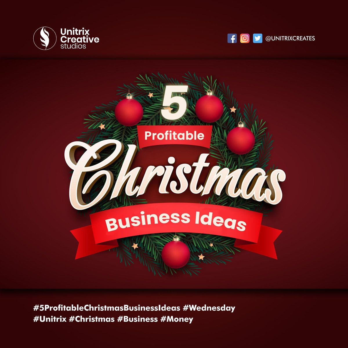 unitrixcreates's tweet image. It&apos;s the Yuletide again. Bells are already jingling but if you want alerts jingling for you, you need to check out these five profitable Christmas business ideas. #unitrix #thread