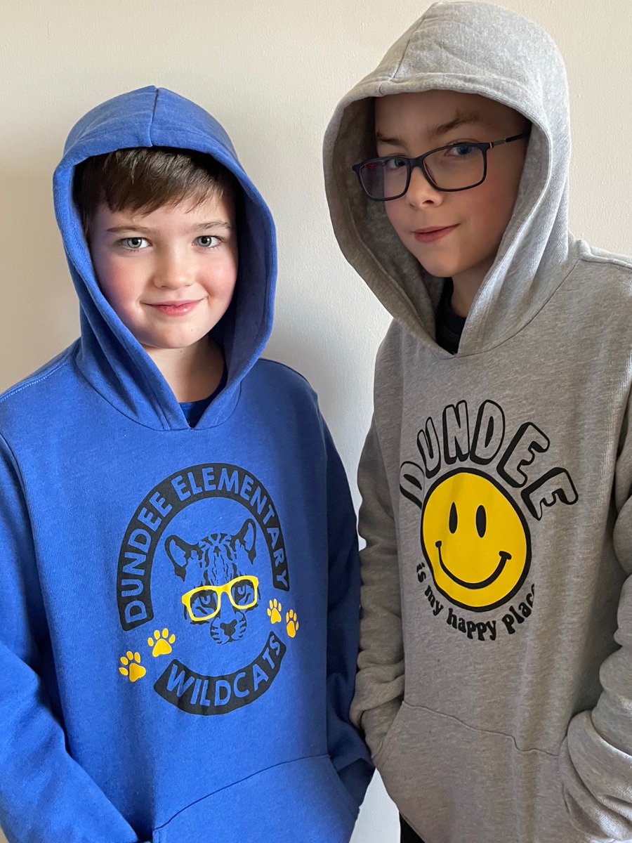 DundeePTO's tweet photo. Sweatshirts are in! Just in time for a little pre-winter-break shopping. Visit our online store today at https://t.co/vsSkbcCmv2 or check out our pop-up shop in the school lobby Friday after school. (Pop-up shop will also feature long and short sleeve clearance tees for $5!) https://t.co/3RbLMDmHoE