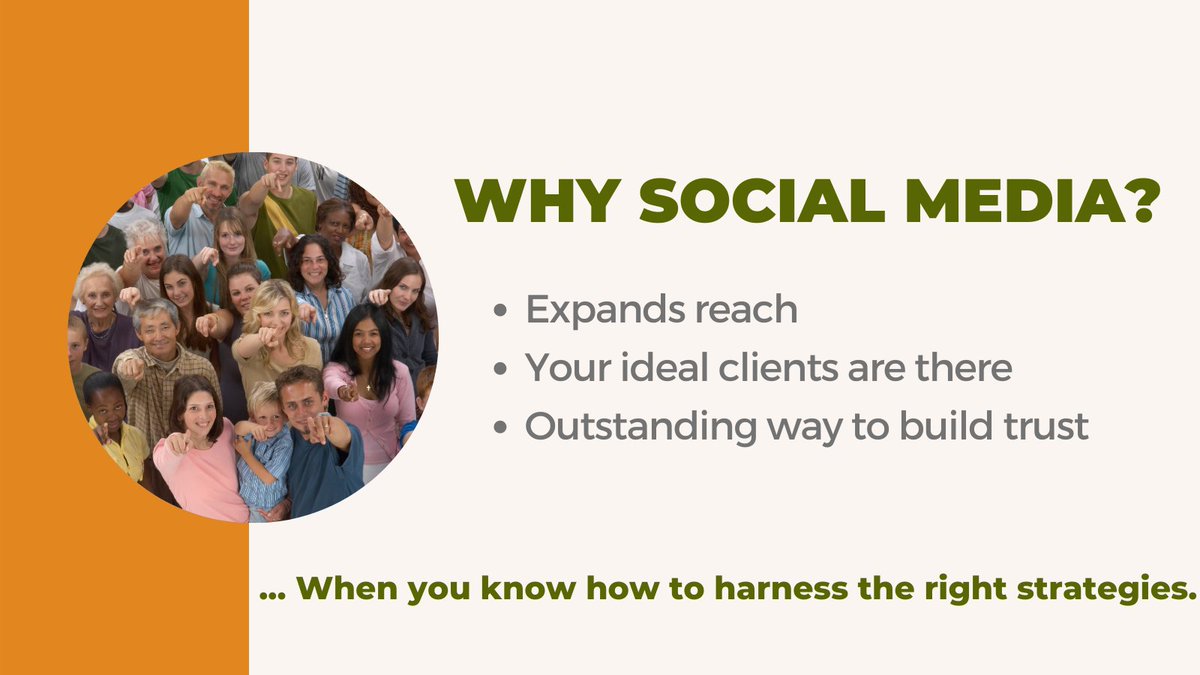 DebComanWriting's tweet photo. Why social media?
๐ข Expands reach
๐ข Your ideal clients are there
๐ข Outstanding way to build trust
... when you know how to harness the right strategies.
(Training on Social Media Engagement Strategies that Build Trust)
#NotesFromTheLab
#SocialTrust https://t.co/YFUNypBdy3
