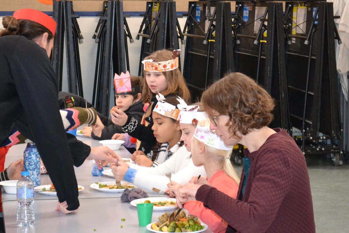 The children and staff really enjoyed Christmas dinner today! Look at all the amazing hats #christmasdinner #christmastree