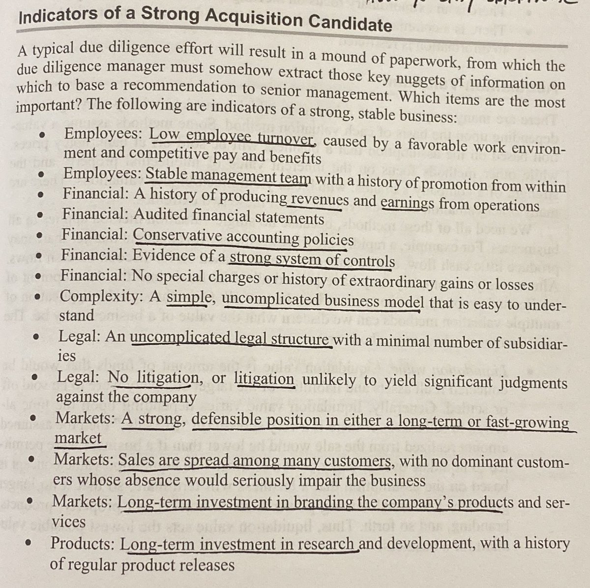 marketplunger1's tweet image. Indicators of a Strong Acquisition Candidate. 

Great checklist when studying serial acquirers/roll-ups.
