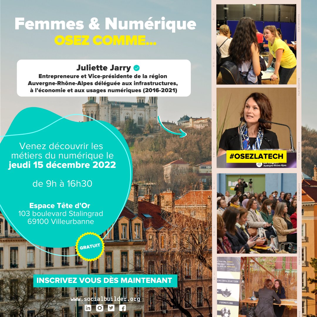 Notre prochain Forum Femmes&amp;Numérique: #OsezLaTech à @villeurbanne aura la chance d'accueillir <a href="/juliette_jarry/">Juliette JARRY</a>, #Entrepreneure et Vice-présidente de la Région <a href="/auvergnerhalpes/">Auvergne-Rhône-Alpes</a> déléguée aux infrastructures, à l'économie et aux usages numériques (entre 2016 et 2021) !

#WomeninTech