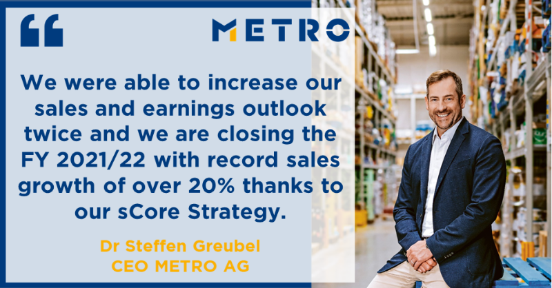 METRO_News's tweet photo. 🥁 The numbers for FY 2021/22 are in: METRO WITH RECORD GROWTH IN 2021/22 🚀👇 @SteffenGreubel @MetroAustria @METRO_FR @METRO_DE @makroESP @MetroTR #METROinFigures #LetsDoThis #WholesaleToTheMax /kk
