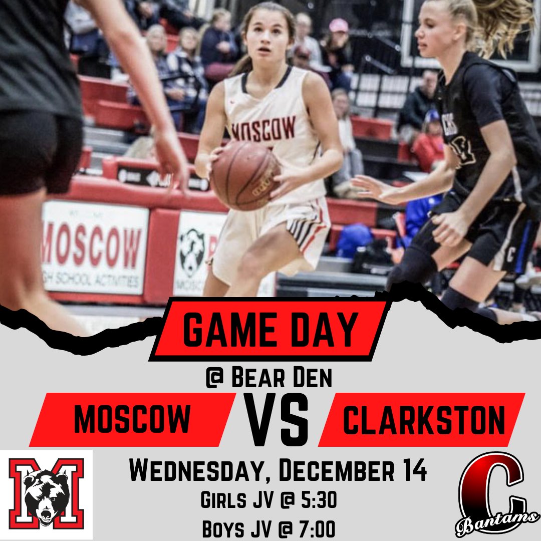 GAME DAY!

🆚: Clarkston JV
📍: Moscow, ID
🏟️: Bear Den
🕕: 5:30pm (PT)
💻: nfhsnetwork.com