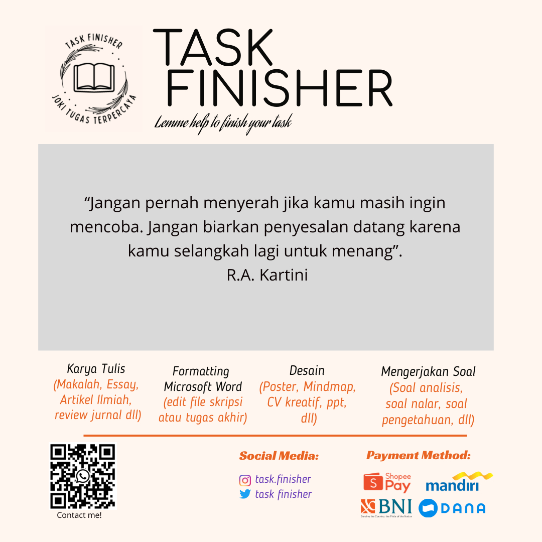 task_clear's tweet photo. Terus berjuang dan tetap konsisten dalam menekuni apapun!
Open jasa bantuin nugas ya, langsung hubungi WhatsApp ini aja untuk order: https://t.co/Yu7B8VhhjR
senang bisa membantu;)
#jokitugas #zonauang #joki #jokitugaskuliah #jokitugassekolah https://t.co/9fSoX9aiNZ