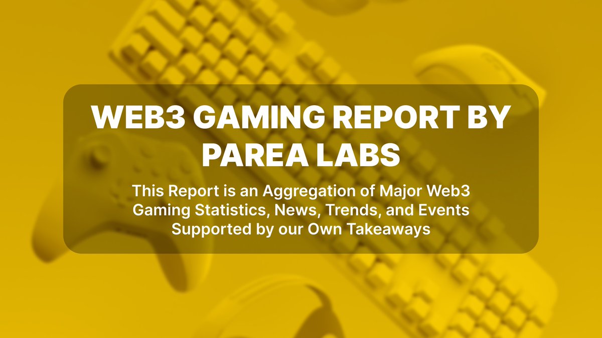 We are reposting our report in case you missed it!🔥

Check out the latest Web3 Gaming #report by Parea Labs🔗

docsend.com/view/k76ak9kke… 

#Web3 #PlayAndEarn #PareaLabs