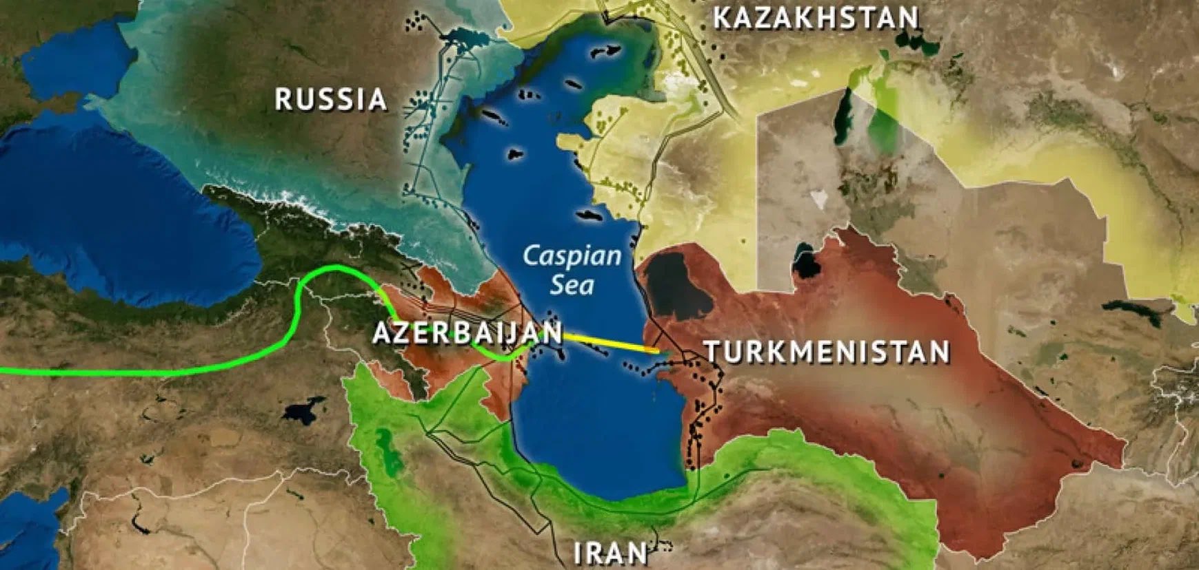 Иран граничит с Каспийским морем