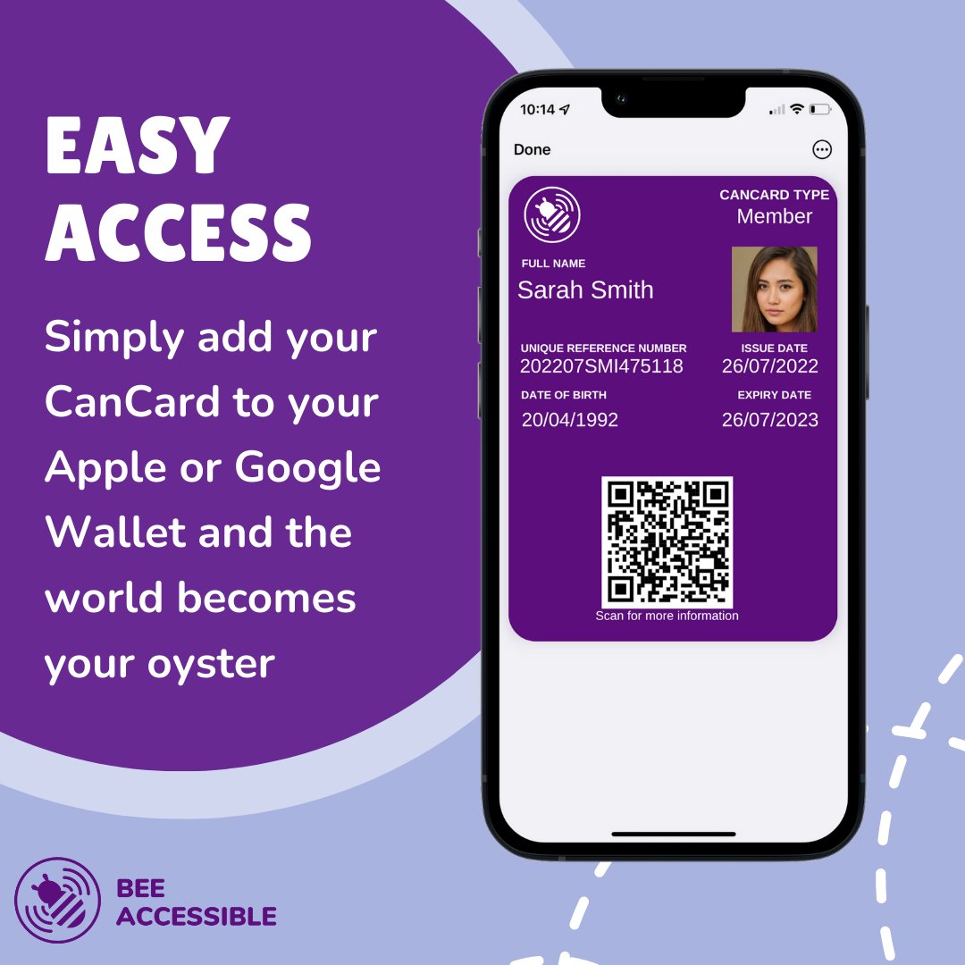 Simply add your #CanCard to your Apple or Google Wallet and present it on arrival at any participating venue. Being digital, you don't have to worry about leaving your CanCard at home, making your life that bit simpler! #DisabilityAccess #CommunityInclusion #EqualAccess