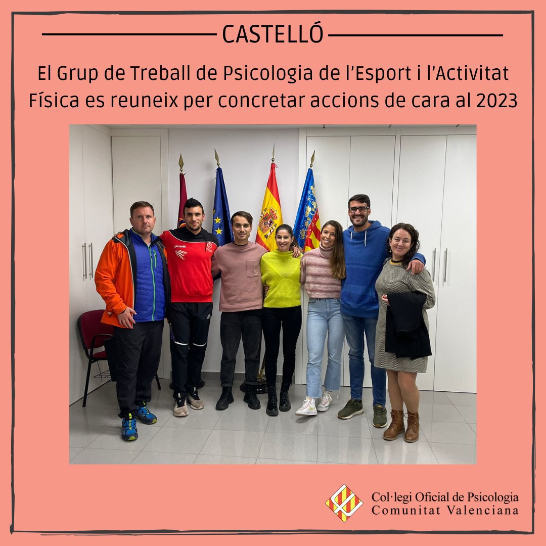 COPCV's tweet photo. El Grup de Treball de Psicologia de l’Esport i l’Activitat Física de Castelló s’ha reunit per fer un balanç de l’any que està a punt d’acabar i perfilar les línies d’actuació de cara al 2023. @McarmenMoles👉https://t.co/YWkmcslCZa https://t.co/QPyvPJwgKJ