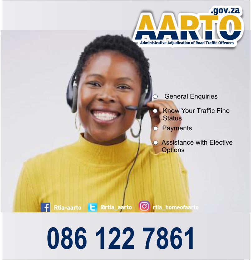 rtia_aarto's tweet photo. AARTO is designed to uphold justice in adjudication of traffic fines. Call the AARTO Call Center on 086 122 7861 and we will walk you through the AARTO process.
#AARTOEducation
#AARTOFines
#FixYourEish https://t.co/2kCNzJrwFM