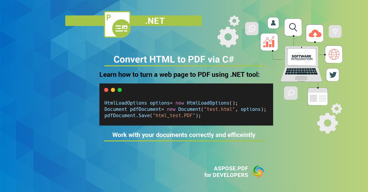 AsposePDF's tweet photo. Convert HTML to PDF😉- C#
How to convert HTML to PDF using the .NET library?
Learn the documentation page to check the code snippet:
https://t.co/wvSLFoTIWs
#htmltopdf #converthtmltopdf #htmltopdfconverter https://t.co/CvTOaPg02g