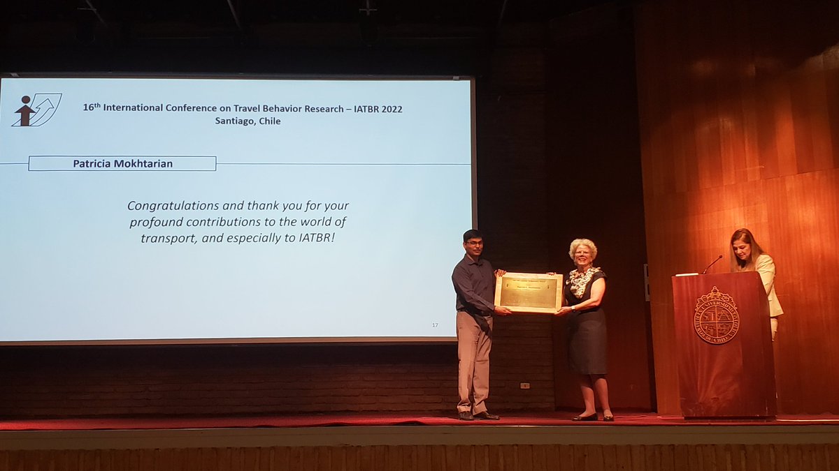 Heartful congratulations to glorious Prof Patricia Mokhtarian for receiving the #IATBR Lifetime Achievement Award for her extraordinary career in #TravelBehavior research | truly well deserved! Congratulations! <a href="/IATBR2022/">IATBR 2022</a> <a href="/IATBR1/">IATBR</a> <a href="/gatechengineers/">Georgia Tech College of Engineering</a> <a href="/GeorgiaTech/">Georgia Tech</a> <a href="/ucdavis/">UC Davis</a>