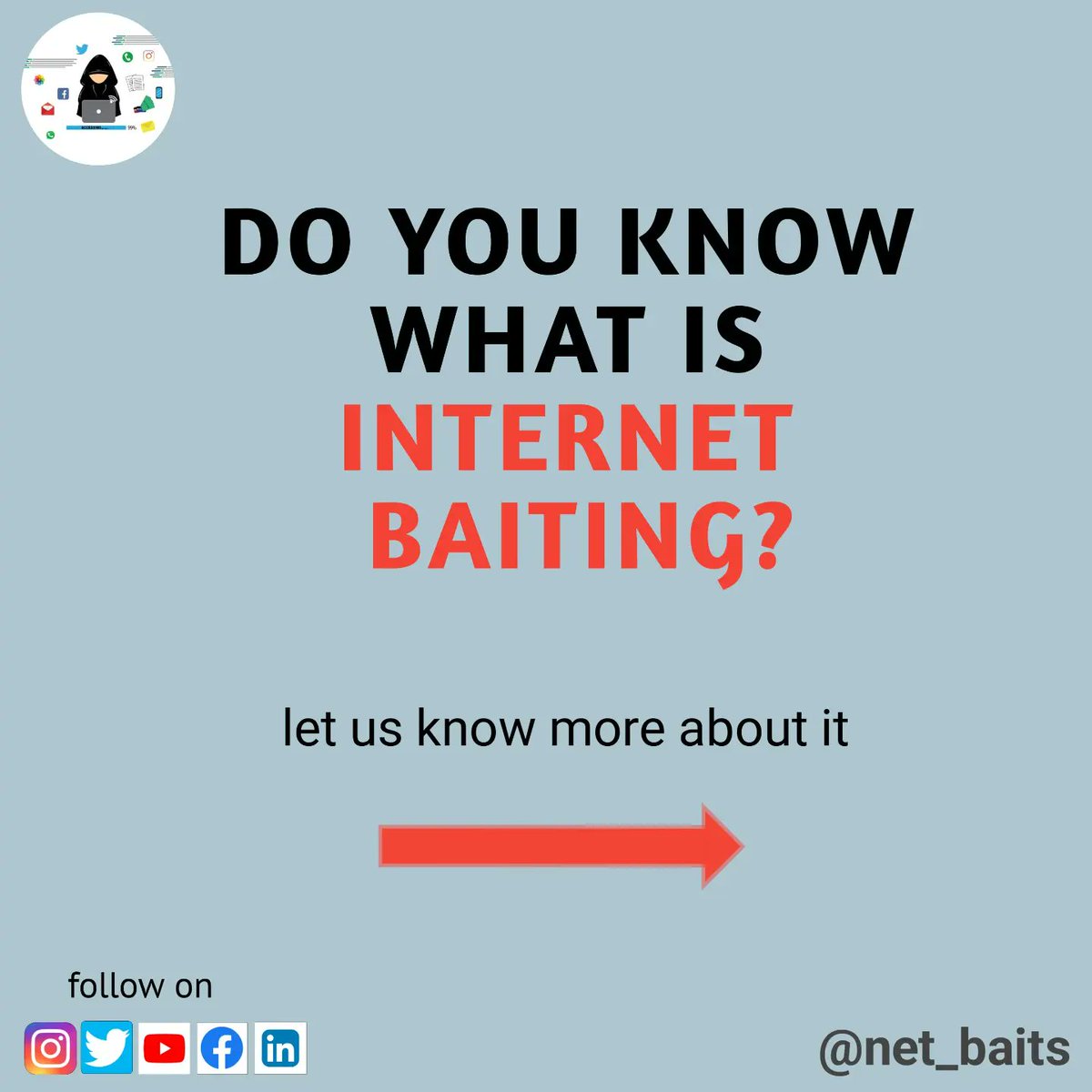 Net_Baits's tweet photo. Do you know what is Internet Baiting. Get more details on @Net_Baits
#netbaits #instagram #twitter #youtube #linkedin #facebook #scambaiting #latest #newone #post #like #latestpost #internet #scam #scammers #baiting #cyberbaiting #twitter #messi #goat #trending #Messi https://t.co/WQt08iXE9R