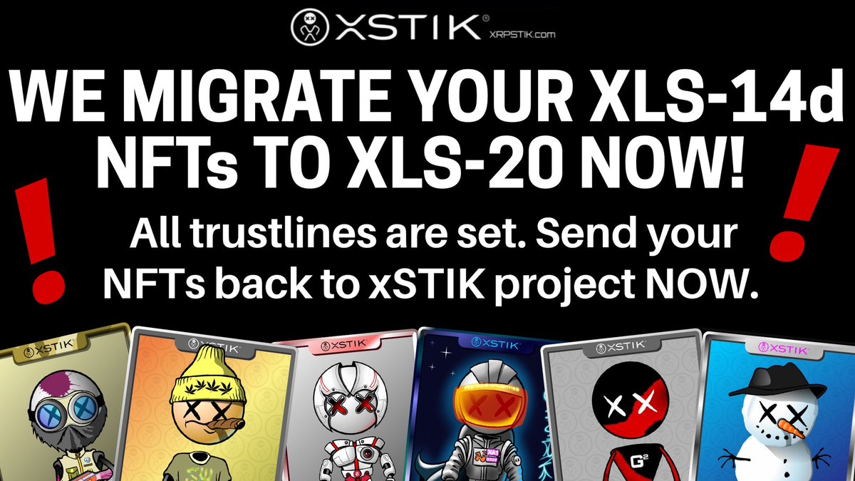 Themike2_0's tweet image. #xSTIK NFT migration update.

Currently, Over 65% xSTIK NFT already migrated frm #xls14 to #XLS20 of ALL supply

🤝Ready for NFT Staking Zone
📸Snapshot VERY soon

📍Migration of said NFT is until the end of this year

Join TG for assistance.👇

t.me/xrpstik

@xrpstik