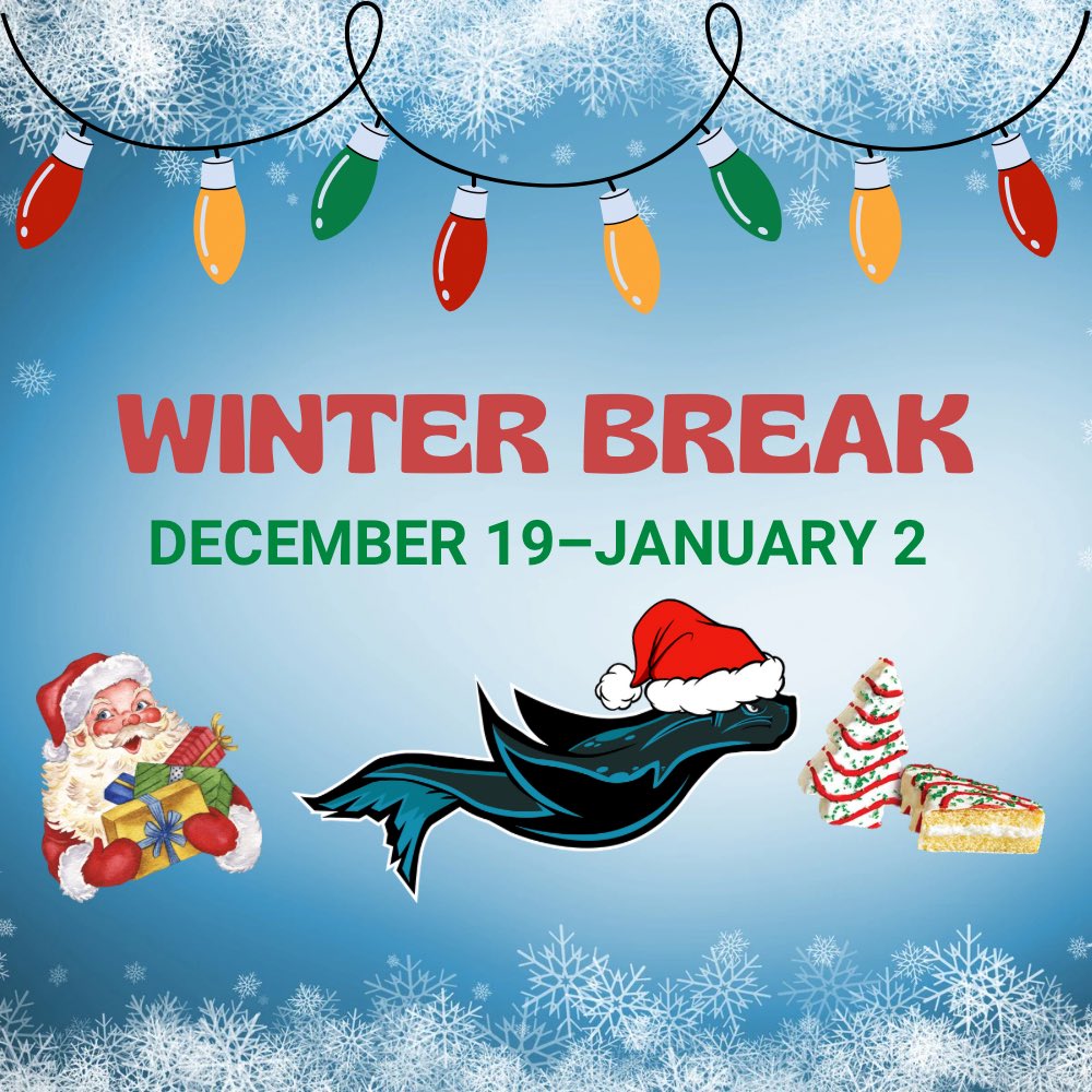 Enjoy the upcoming Winter Break!

From the <a href="/SWMS_OCPS/">SWMS_OCPS</a> Sea Lion family to yours, Happy Holidays!🦭🎄🎅🏼🧑🏻‍🎄❄️❤️💚💙🤍