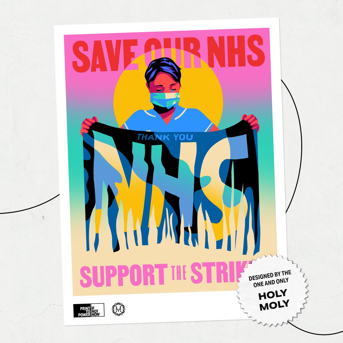 As part of the campaign, we've commissioned a group of four creatives: @MarylouFaure, @moly_uk , @darren_cullen & @ifnotnowdigital's own Daniel Jennings. High quality A2 & A3 posters are available to order for delivery from our shop, with all profits to the @theRCN Strike Fund.