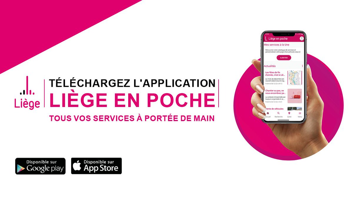 📱 Découvrez dès à présent la toute nouvelle app entièrement personnalisable de la Ville de Liège ❗
🍏 Appstore (Apple) ⤵
apps.apple.com/be/app/li%C3%A… 
▶  Playstore (Android) ⤵
play.google.com/store/apps/det… 
🌐 Version web ⤵
liegeenpoche.be 
Plus ℹ⤵ 
liege.be/fr/vie-communa…