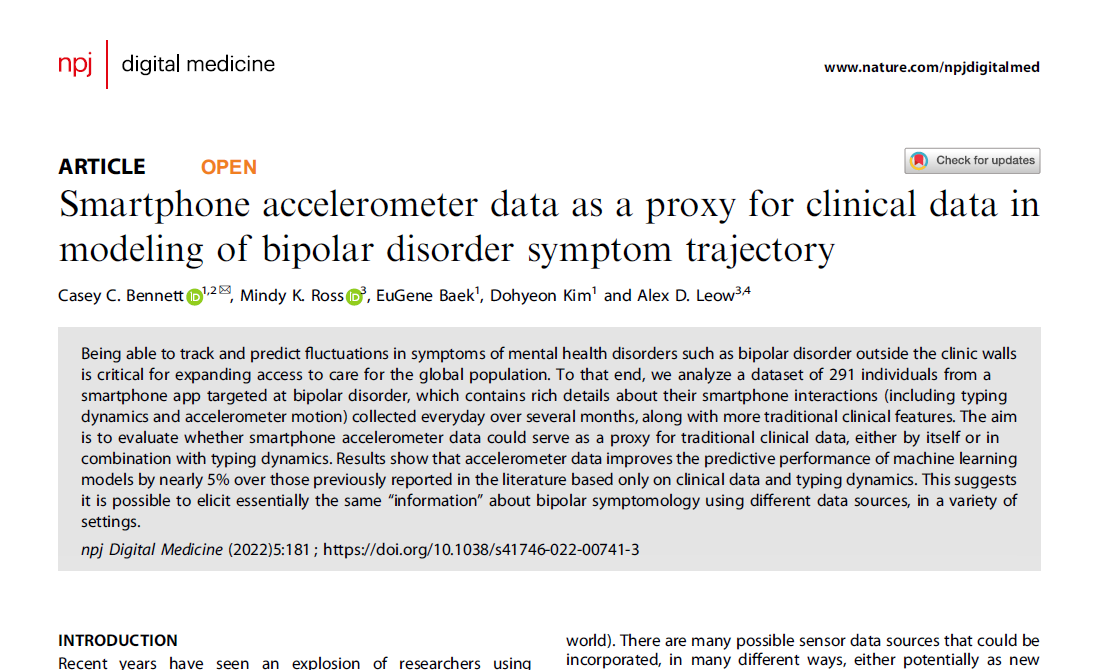 What can we learn from how you type on your phone?

This study shows that it’s possible to track and predict fluctuations in people’s mental health status based on how they type on their phone with nearly 95% accuracy.

nature.com/articles/s4174…