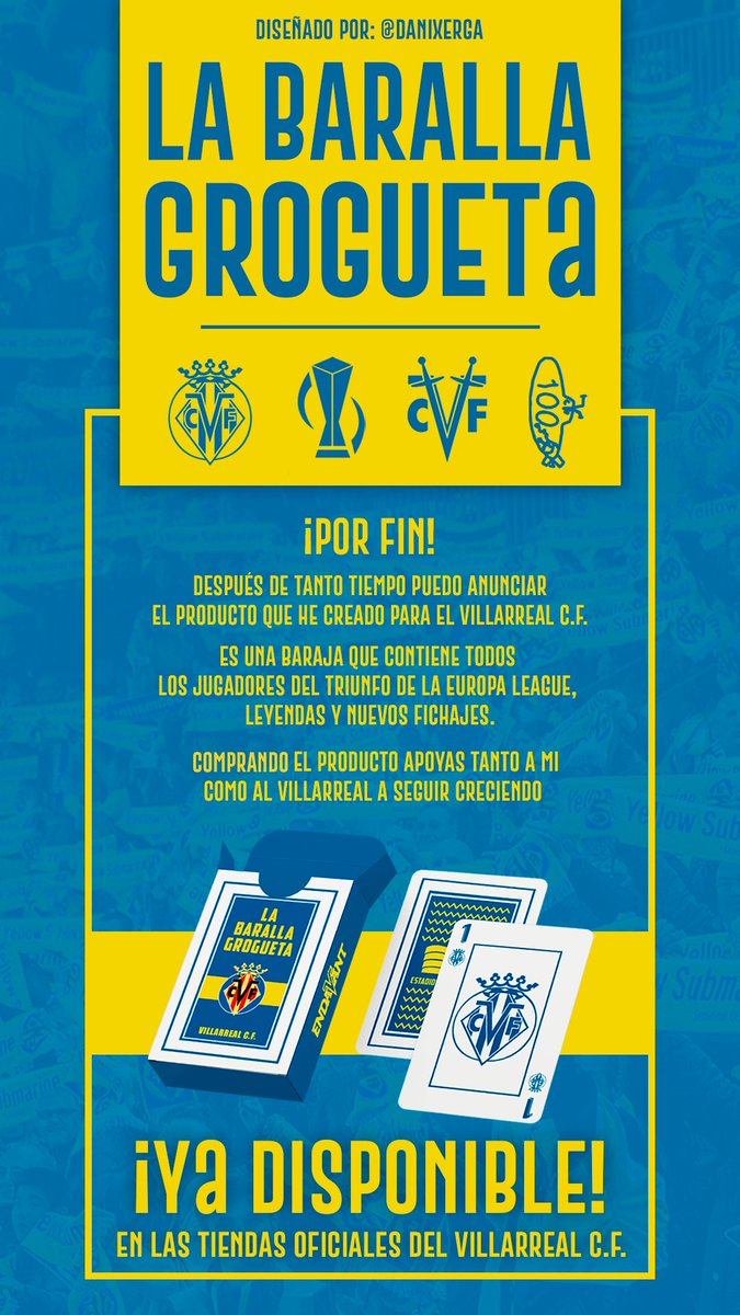 DaniXerganero's tweet photo. Gente de Twitter he creado un producto para el Villarreal C.F. es una baraja de cartas con todos los jugadores.
¡El mejor regalo para estas navidades y un bonito recuerdo para el centenario!
YA DISPONIBLES EN TIENDA
Espero que os gusten a todos ❤️‍🔥 https://t.co/iCiOcxhCJi