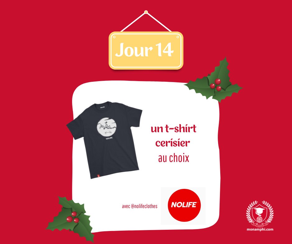 JOUR 14, tentez votre chance pour remporter un t-shirt cerisier de chez <a href="/NolifeClothes/">NOLIFE CLOTHING ™</a>, vous pouvez même choisir votre coloris !

Pour tenter de remporter ce magnifique cadeau :

- Suivre <a href="/monamphi/">Monamphi</a> et <a href="/NolifeClothes/">NOLIFE CLOTHING ™</a> 
- RT notre post
- Mentionner 2 amis en commentaire