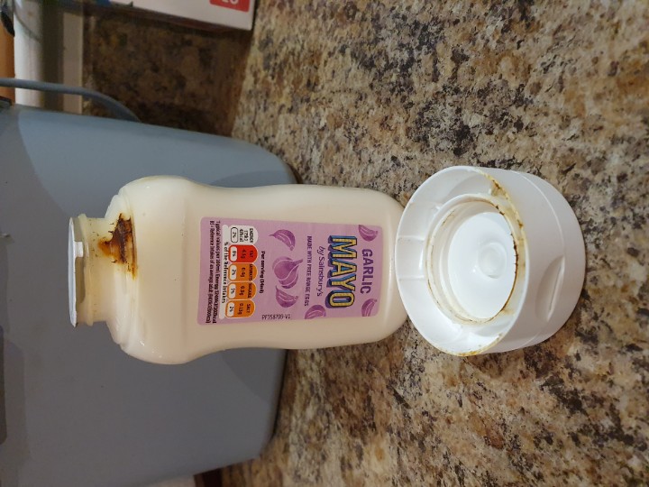 MRS_LL's tweet photo. @sainsburys disappointed for lunch when I opened this mayo but can't find a way to contact you by email or via app 🤨 https://t.co/CM9VW7tOB4