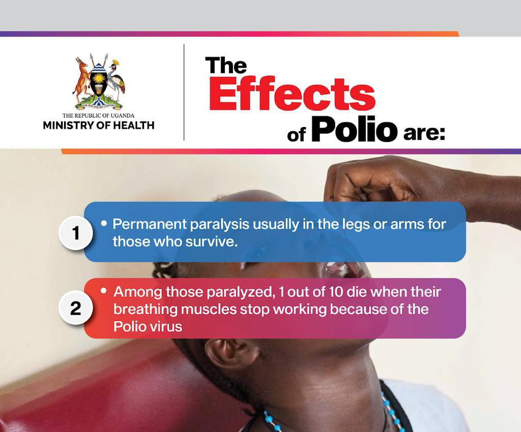 beewol's tweet photo. Polio is really not something to mess with. It can be quite fatal in some instances. And this is why @MinofHealthUG is asking you to heed advice and take your kids for immunization.
#NVIntroductionUG
#VaccinesWork https://t.co/bL1jPZ6y0i