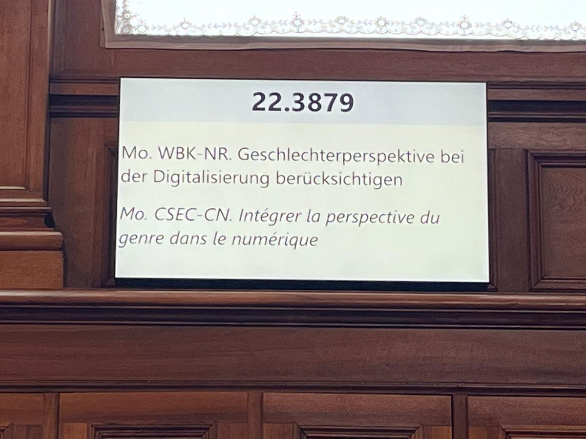 La CFQF est ravie ! Le Conseil des États approuve la motion « Intégrer la perspective du genre dans le numérique ». Le dépôt de cette motion par la CSEC-CN #chparl donne suite à une pétition de la #sessiondesfemmes2021 🎉