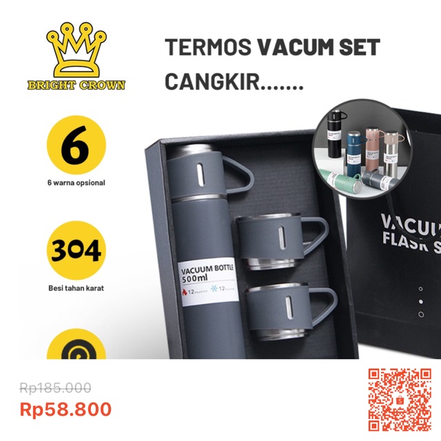 Temukan Bright Crown Termos Vacuum Flask Gift Set Hampers Free Cangkir / Botol Minum 500ml Termos Vaccum Cup Panas Dingin Import dengan potongan 68%! Hanya Rp58.800. Dapatkan segera di Shopee! shope.ee/9p54B1byjY?sha… #ShopeeID