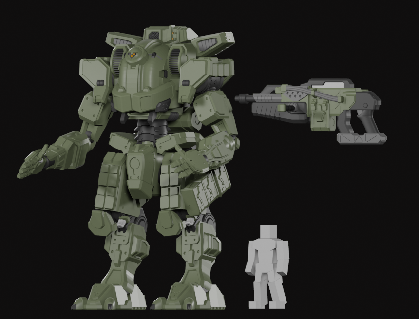 Crackerbox227's tweet photo. Really pushing myself to make original #Mecha #3dmodeling in #Blender! Inspired by near-future sci-fi like #Titanfall and artists like @Flyingdebrisguy and @emersontung. Usually I'll do a easy pose and call it a day, but next I'll be rigging this guy before printing and painting. https://t.co/iuRRmmU0dn