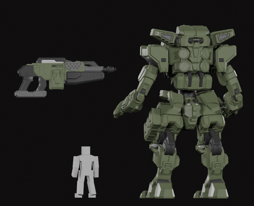 Crackerbox227's tweet photo. Really pushing myself to make original #Mecha #3dmodeling in #Blender! Inspired by near-future sci-fi like #Titanfall and artists like @Flyingdebrisguy and @emersontung. Usually I'll do a easy pose and call it a day, but next I'll be rigging this guy before printing and painting. https://t.co/iuRRmmU0dn