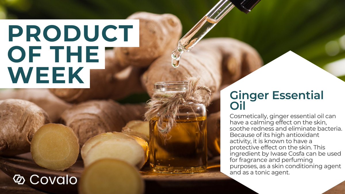 join_covalo's tweet image. Add a warm and spicy scent to your beauty products with ginger essential oil 💛 This ingredient Iwase Cosfa can be used for #fragrance and #perfuming, as well as a skin conditioning agent and tonic agent. Find out more: hubs.ly/Q01vv7pn0