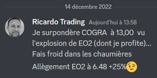 RicardoInvest_'s tweet photo. Si #COGRA nous fait pas un truc, je ne comprends plus...
#EO2 était ma préférée du secteur malgré les propos négatifs de bien d'autres. 😉🤔 https://t.co/1XEMH2zEPH