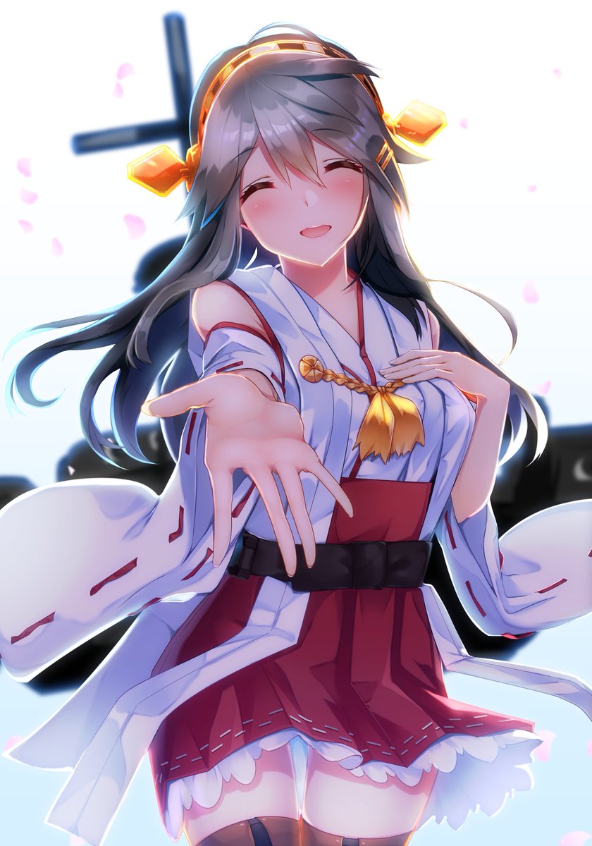 haruna (kancolle) ,haruna kai ni (kancolle) 1girl long hair solo headgear wedding ring skirt smile  illustration images