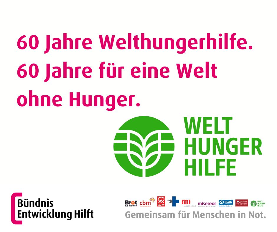 DasBuendnis's tweet photo. Vor 60 Jahren wurde unser Bündnis-Mitglied @Welthungerhilfe gegründet. Wir unterstützen das gemeinsame Ziel für eine Welt ohne Hunger und freuen uns die Welthungerhilfe als starken Partner in unserem Bündnis zu haben. #60JahreWelthungerhilfe #zerohunger https://t.co/HS8srg1lgQ