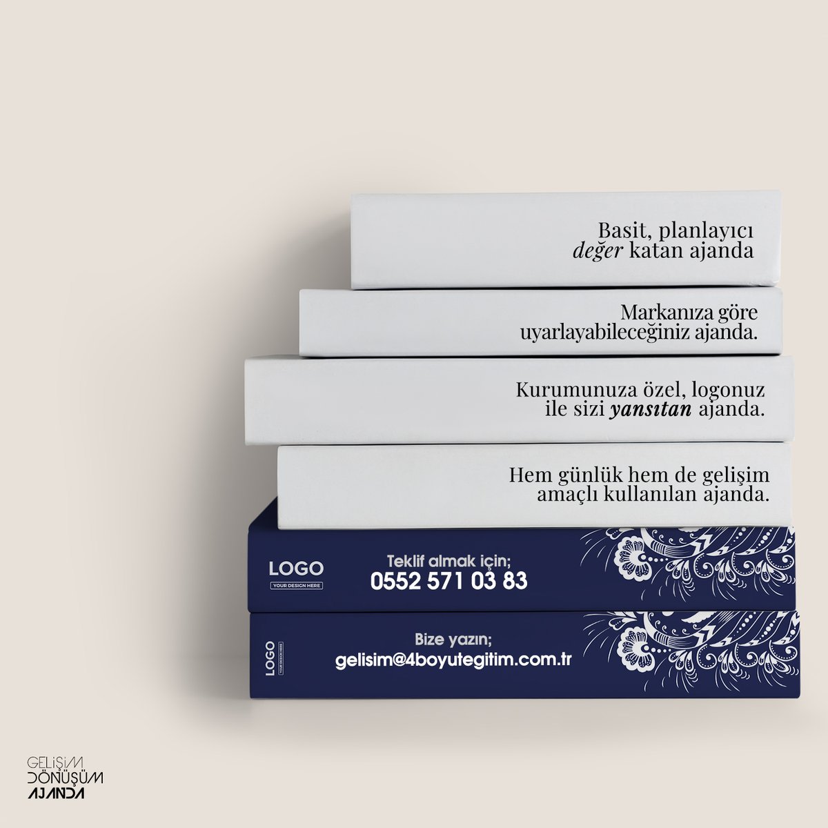 Çalışanlarınıza ya da paydaşlarınıza içinize sinen bir 2023 ajandası bulamadınız mı?

Hem günlük kullanım hem de gelişim amaçlı ajandamızı keşfedin!
Ayrıntılı bilgi için; 0552 571 03 83