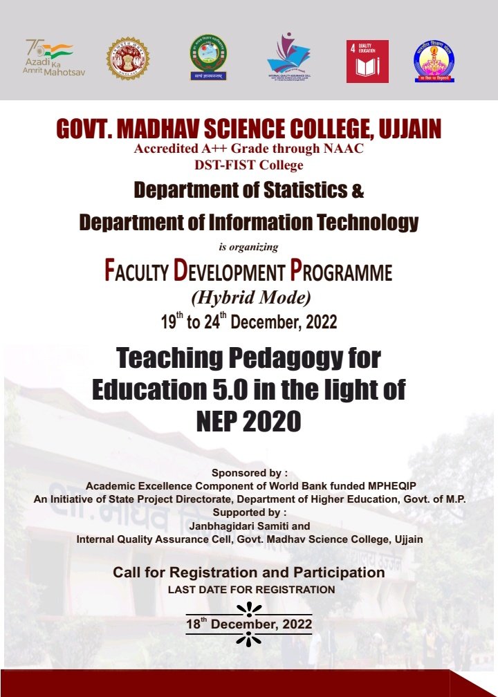 anilprajapatiu1's tweet image. #Faculty_development_program
Organised by Bhartiya Shikshan Mandal and Govt.Madhav Science College Ujjain on teaching pedagogy for education 5.0 in the light of NEP 2020 at 19 to 24 dec. 2022
For registration:
docs.google.com/forms/d/e/1FAI…
@pradeep_lakhre @mukulkanitkar @idayanidhi
