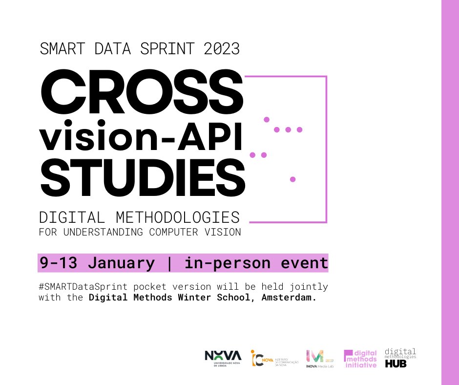 I'm happy to announce that the #SMARTDataSprint pocket version will be held jointly with the Digital Methods Winter School, Amsterdam.
Call for participation 🔗
digitalmethodologies.org 
metodosdigitais.fcsh.unl.pt/?page_id=3104

<a href="/iNOVAmedialab/">iNOVA Media Lab</a> <a href="/digitalmethods/">Digital Methods</a> <a href="/PublicDataLab/">Public Data Lab - @publicdatalab@vis.social</a> <a href="/icnova_fcsh/">ICNOVA - Instituto de Comunicação da NOVA</a> <a href="/CIMethods/">CIM Warwick</a>