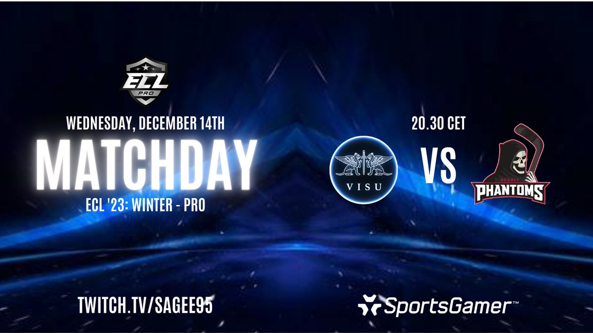 #ECL23Winter continues tonight against one of the toughest team in our group, hard games ahead, but lets fight! 😤

🆚 <a href="/Deadly_Phantoms/">Deadly Phantoms</a>
⏰ 20.30 CET/ 21.30 🇫🇮
📺 twitch.tv/Sagee95

<a href="/SportsGamerGG/">SportsGamer</a> #NHL23 #EASHL #6v6 #esportsfi