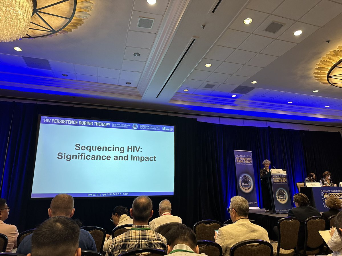 DAREtoCureHIV's tweet photo. Day 2 #MiamiPersistence kicks off with Prof. Sarah Palmer from @WestmeadInst speaking about the differences in the proviral genetic landscape differences and how they contribute to #hivpersistence #HIV https://t.co/4eZCkQAbfF