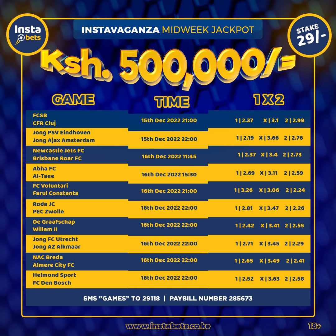 InstabetsKE's tweet photo. Nyakua 💸500,000ksh💸hii Krisii?

😀Holiday season na INSTA MID-WEEK JACKPOT💰
😎Raundi hii wewe ndio DINGI🤑

Shinda Ki babazzz💪, ni 29bob tu!🧐

🗣Ruka kwa Paybill: 285673
Wekelea 👉 https://t.co/ZRvVkMTbkA
📲SMS REGISTER to 29118

#InstaJackpot #Instabets #instamaniajackpot https://t.co/ol6uAFDXNs