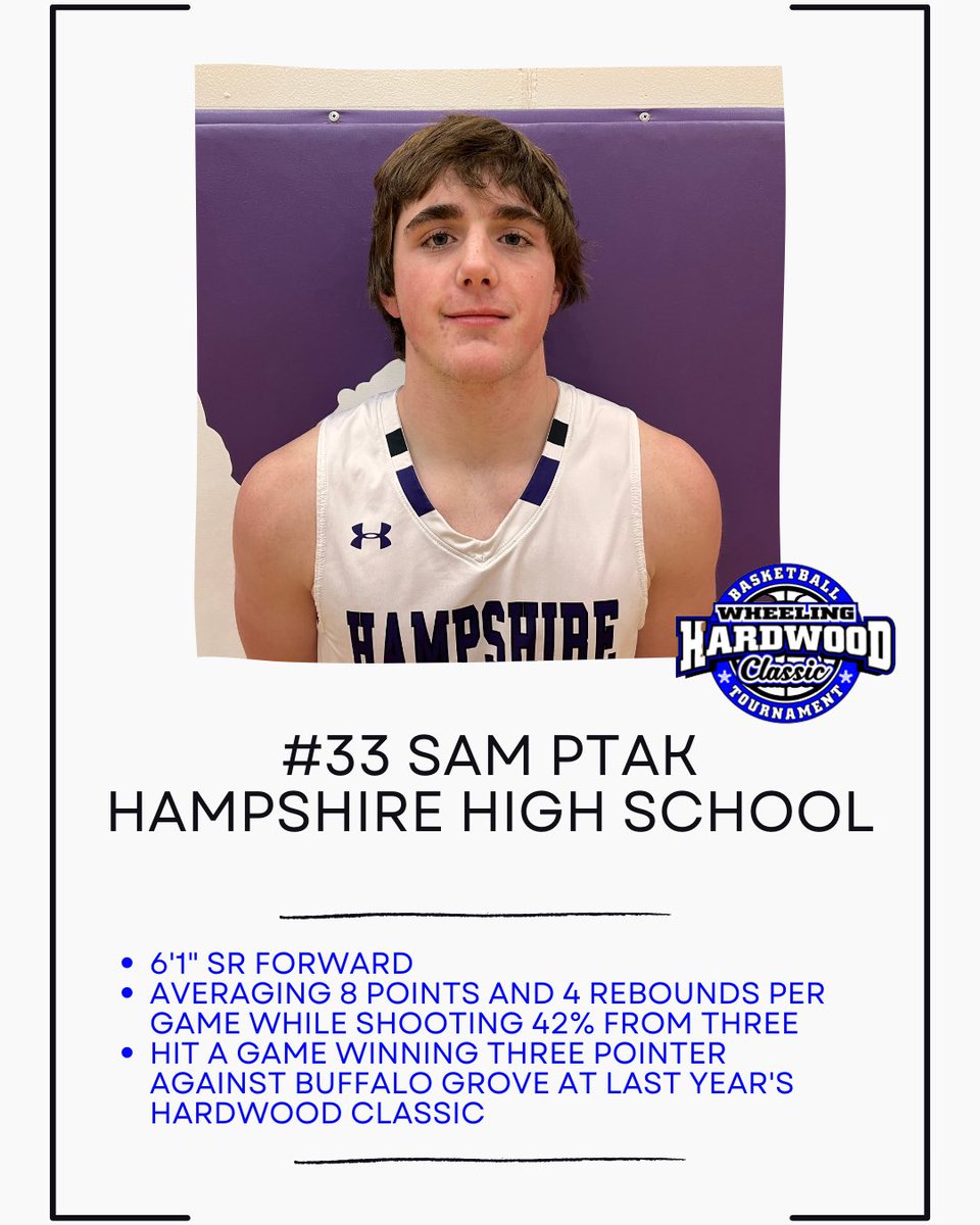 Our next player to watch is <a href="/whipsbball/">Hampshire Basketball</a> Sr. forward <a href="/sam_ptak31/">sam ptak</a> In last year’s consolation championship, Sam drained the game winning 3 to beat BG in OT. Ptak leads a well rounded Hampshire team into the Hardwood Classic. The Whips square off with STV to open up the 44th Hardwood
