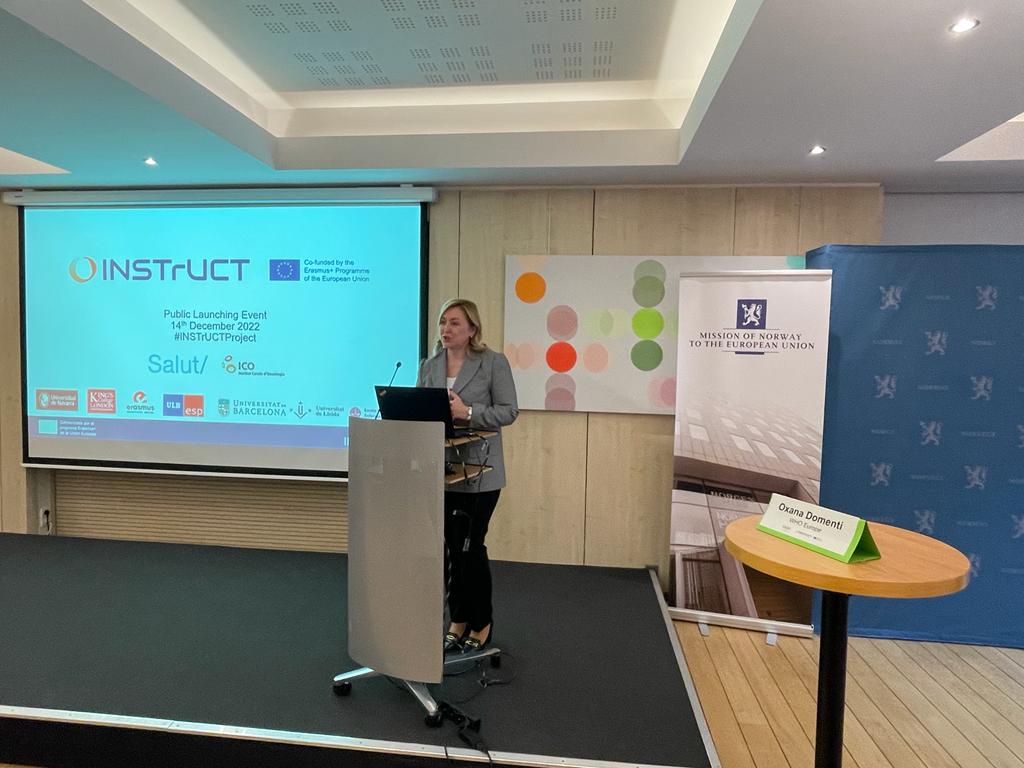 Thanks Dr Oxana Domenti (WHO representative información Brussels) for her welcoming words on the #INSTrUCTproject Launching event