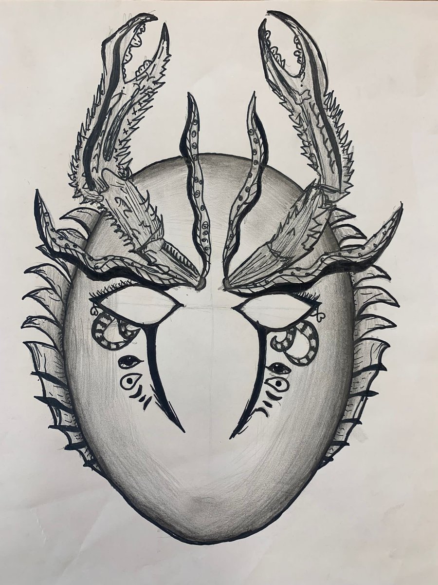 2X Art Stars! Beautiful bow drawing by Sarah &amp; fantastic mask design by Steph! <a href="/Kilwinning_Acad/">Kilwinning Academy</a>