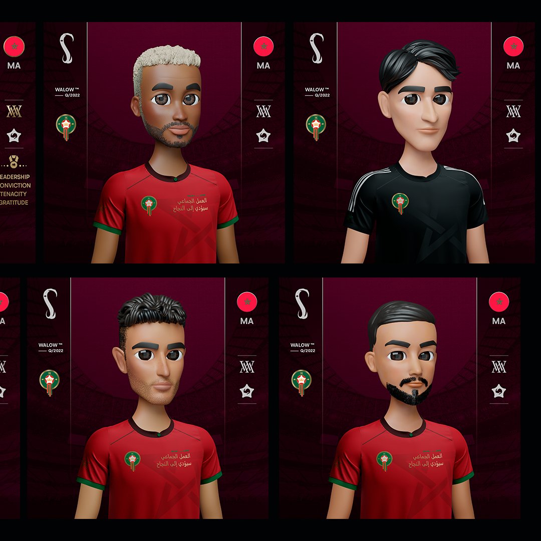 walowsok's tweet photo. Give us your thumbs up if you support Morocco today!
These #WalowsQatar are ready!

BTW, The Arabic quote on the Morocco Walows says:
"Teamwork will lead us to success."

#Walows #NFTCollection #NFTProjects #Morocco #France #WorldCup2022 #MoroccoVsFrance #FRAMOR #NFTdrops #MORFRA https://t.co/p05cUScTMz