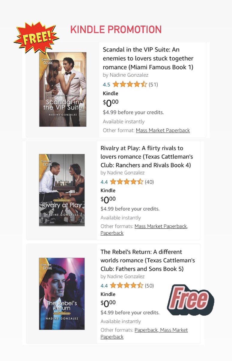 FREE ON KINDLE ✨ Experience it all for FREE 
Just I time for holidays 🎄

SCANDAL IN THE VIP SUITE 
THE REBEL’S RETURN 
RIVALRY AT PLAY