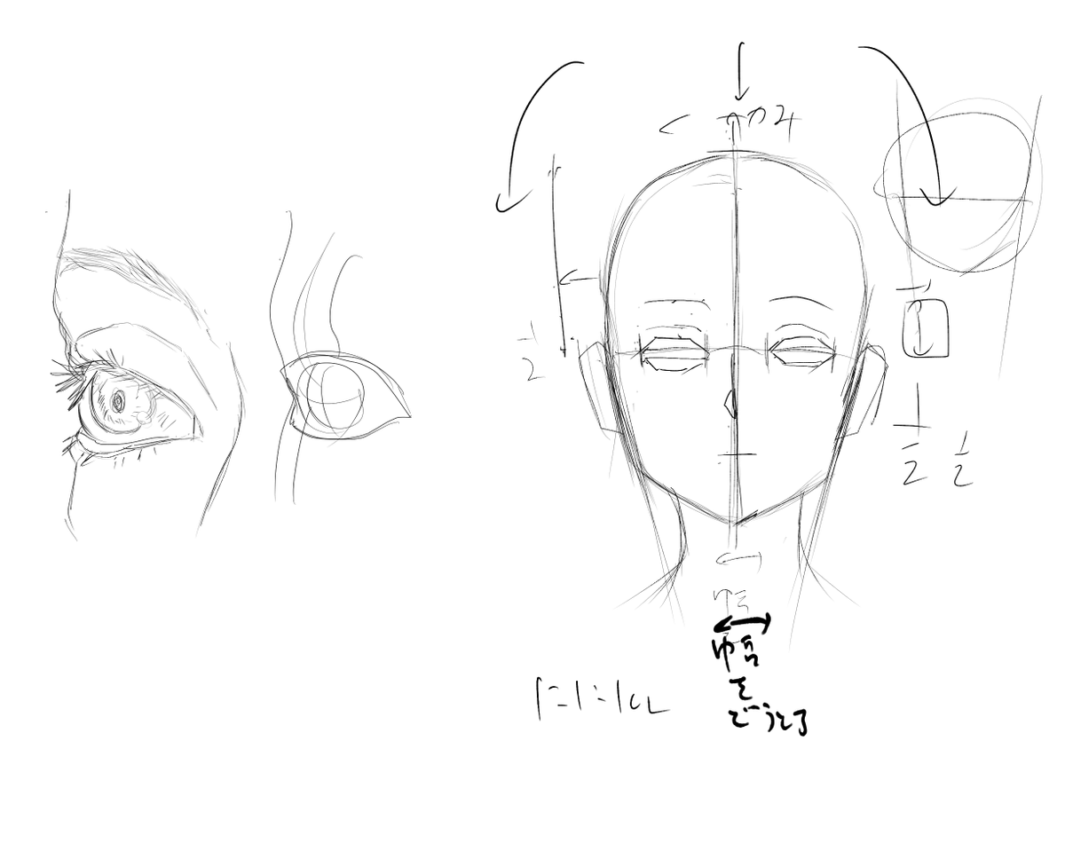 また顔の比率というかバランスが行方不明になる
たびたび学びなおして調整せねばわからん…ってなりがち 