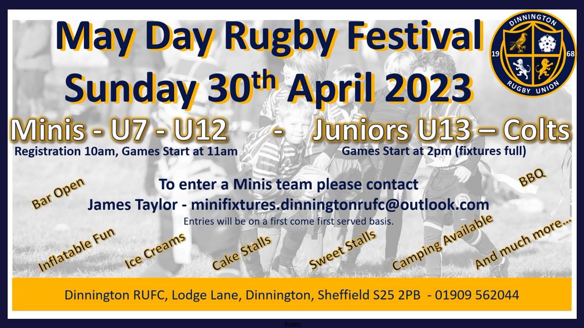 Dinnington RUFC (@dinnington1xv) on Twitter photo Opposition teams needed for all age groups. Please contact James Taylor via email.
minifixtures.dinningtonrufc@outlook.com
<a href="/DinningtonJnrs/">Dinnington Jnr Rugby</a>
<a href="/YorkshireRugby/">Yorkshire Rugby</a>
<a href="/SYorksRefs/">South Yorks Referees</a> Opposition teams needed for all age groups. Please contact James Taylor via email.
minifixtures.dinningtonrufc@outlook.com
<a href="/DinningtonJnrs/">Dinnington Jnr Rugby</a>
<a href="/YorkshireRugby/">Yorkshire Rugby</a>
<a href="/SYorksRefs/">South Yorks Referees</a>
