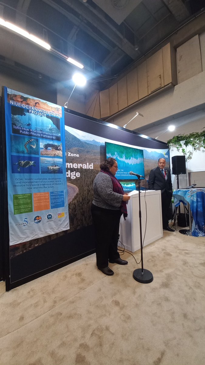 SprepChannel's tweet photo. #Niue Ocean Wide Project showcased at the #CBDCOP15 NOW strives for holistic sustainable development and management of our ocean and its resource to improve livelihoods of Niueans now and into the future. #COP15 #PacificBiodiversity #SaveOurOcean https://t.co/FnJT1jvRPo