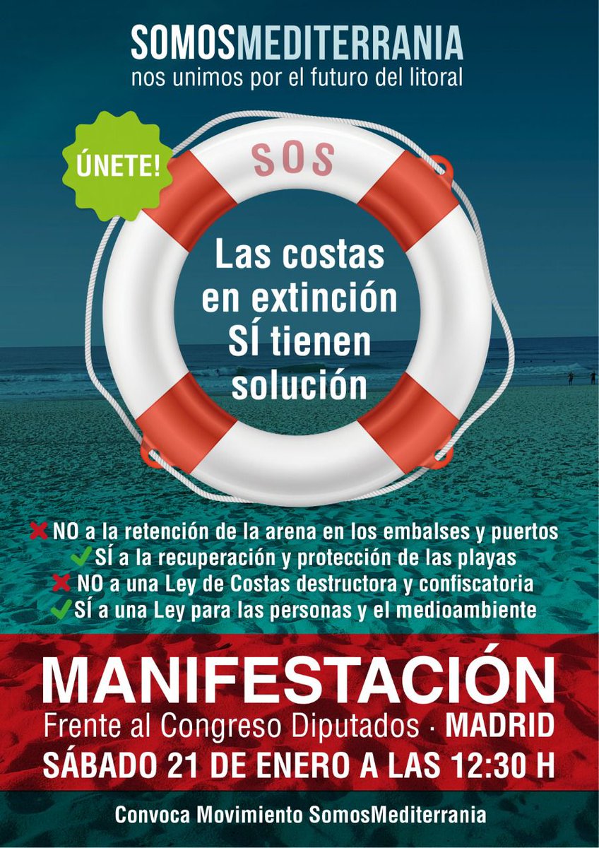 SOMOSMED's tweet photo. ➡️ El 21 de Enero más de 40 asociaciones adheridas a @SOMOSMED nos manifestaremos en  @Congreso_Es en defensa de nuestras costas.

"Las costas en extinción sí tienen solución"
🌊🐠🌱🏠🌞

@epmediterraneo @csinformacion
@elespanolcom @el_pais @abc_es @heraldoes @alicante_ee https://t.co/JWDjAy1hLB